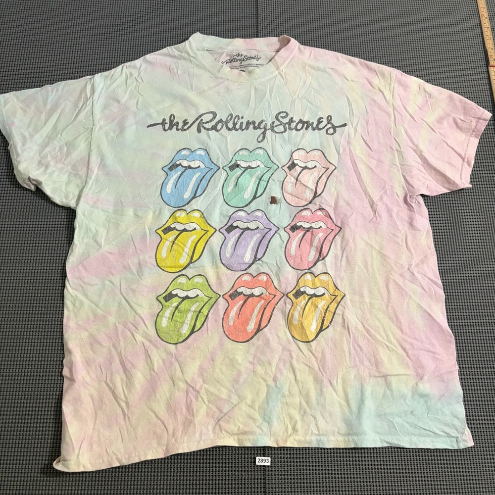 The Rolling Stones Tie Dye Graphic T-Shirt XL Pastel Tongue Logo 2020 Spencer's